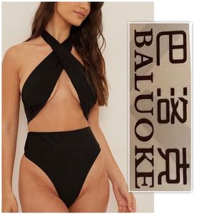 Balouke Gathered Halter Neck Cut Out Bodysuit